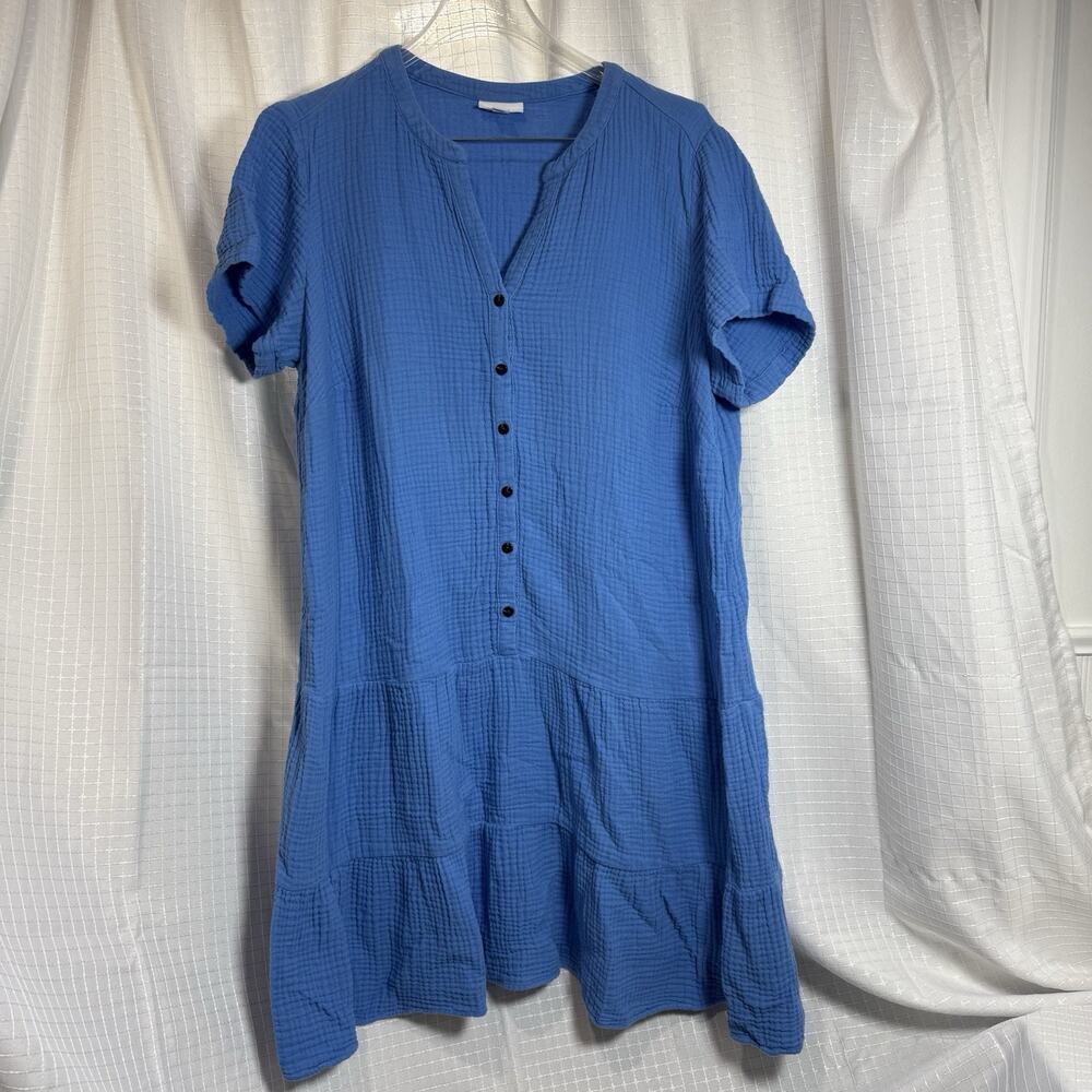 J Jill Midi Dress Womens XL Gauzy Cotton Tiered Drop Waist Minimalist Lagenlook